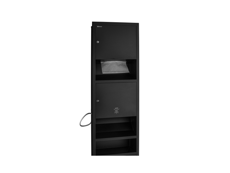 STELLA BLACK Hulladékgyűjtő 23L+kéztörlő tartó+kézszárító falba építhető, rozsdamentes, fekete STELLA BLACK Hulladékgyűjtő 23L+kéztörlő tartó+kézszárító falba építhető, rozsdamentes, fekete