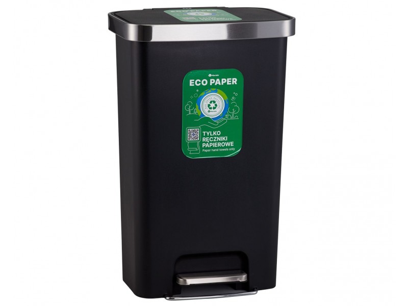 MERIDA ECO PAPER Hulladékgyűjtő, 50L, műanyag, lábpedálos, fekete MERIDA ECO PAPER Hulladékgyűjtő, 50L, műanyag, lábpedálos, fekete